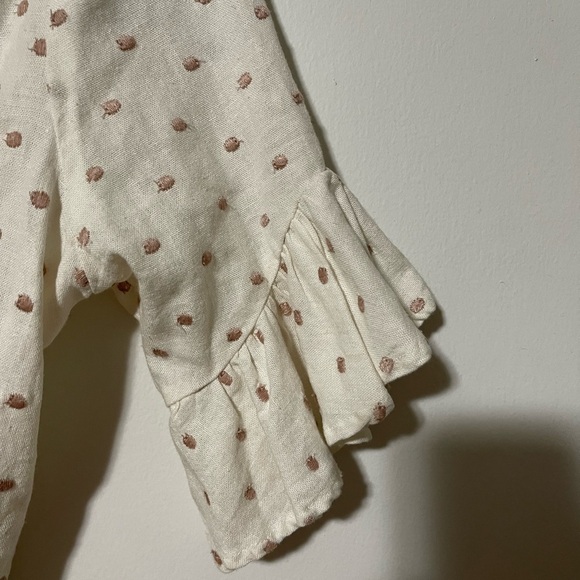 WAYF linen blend polka dot wrap top - Picture 6 of 8